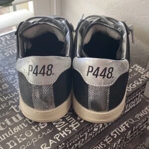 P448 John Leather Sneakers in Black/Silver Size 36/ US: 5.5